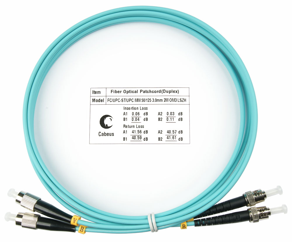 

Патч-корд оптический Cabeus FOP-50-FC-ST-2m, FC/UPC-ST/UPC, многомодовый, 50/125, OM3, двойной, 2 м, LSZH, аквамарин (FOP-50-FC-ST-2m), Бирюзовый, FOP-50-FC-ST-2m