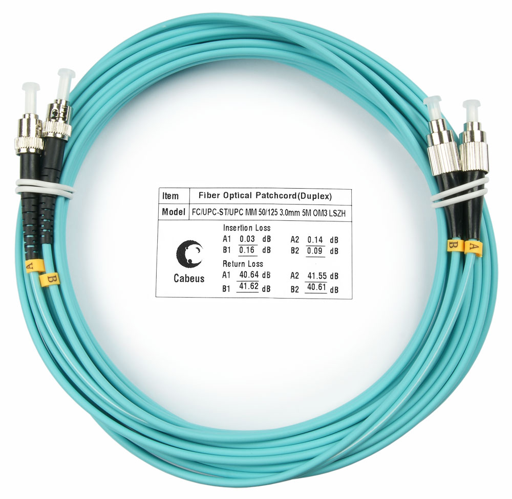 

Патч-корд оптический Cabeus FOP-50-FC-ST-5m, FC/UPC-ST/UPC, многомодовый, 50/125, OM3, двойной, 5 м, LSZH, аквамарин (FOP-50-FC-ST-5m), Бирюзовый, FOP-50-FC-ST-5m