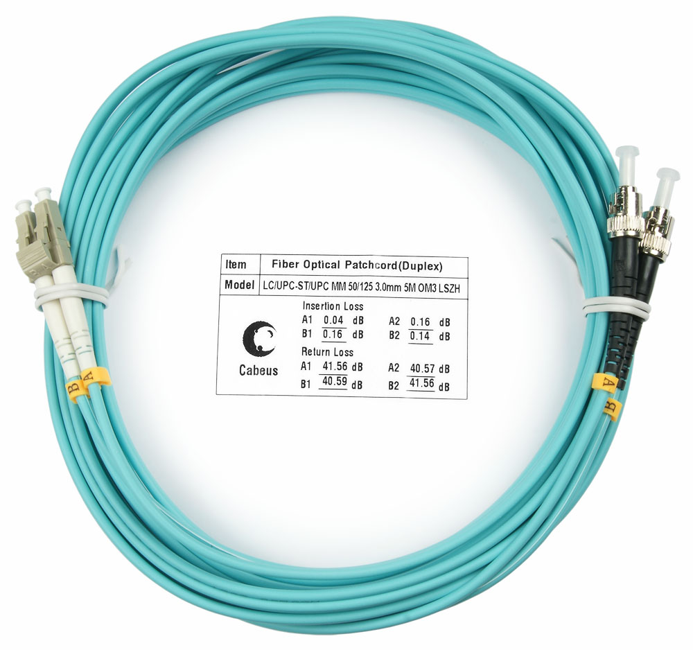 

Патч-корд оптический Cabeus FOP-50-LC-ST-10m, LC/UPC-ST/UPC, многомодовый, 50/125, OM3, двойной, 10 м, LSZH, аквамарин (FOP-50-LC-ST-10m), Бирюзовый, FOP-50-LC-ST-10m