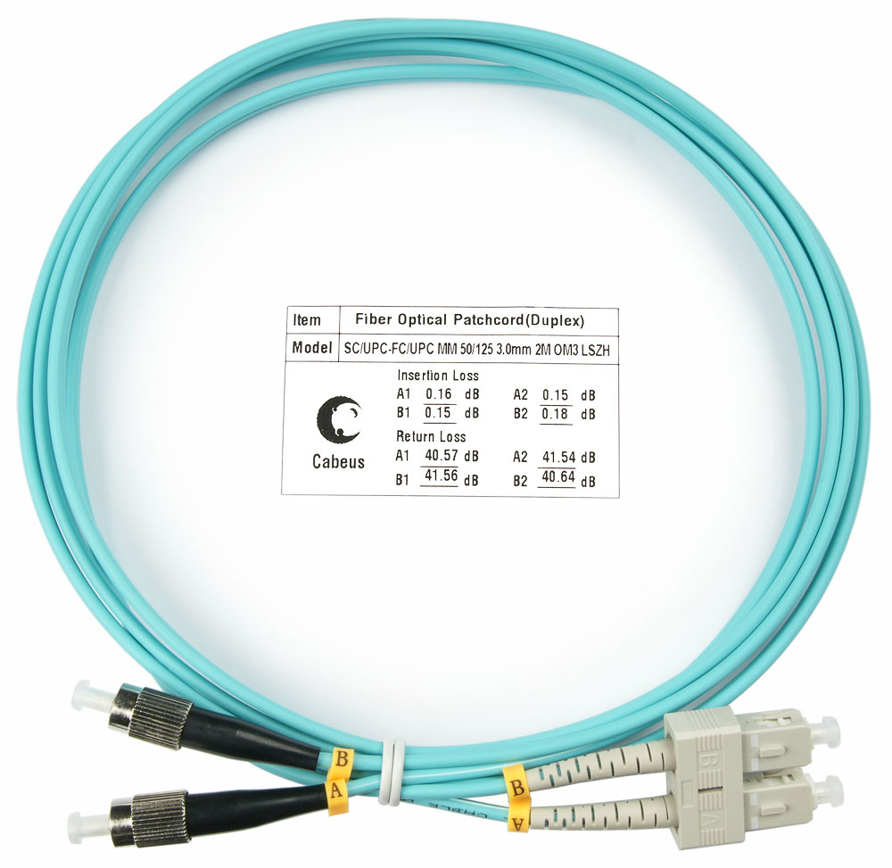 

Патч-корд оптический Cabeus FOP-50-SC-FC-1,5m, SC/UPC-FC/UPC, многомодовый, 50/125, OM3, двойной, 1.5 м, LSZH, аквамарин (FOP-50-SC-FC-1,5m), Бирюзовый, FOP-50-SC-FC-1,5m