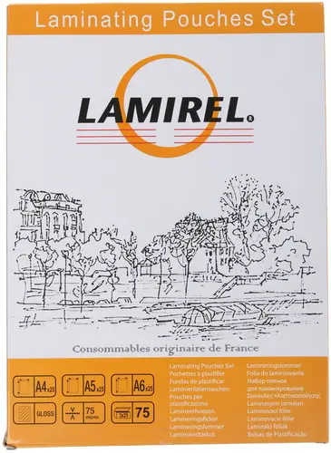 Пленка для ламинирования Lamirel 75 мкм, А4/А5/А6*25шт, 75 шт., глянцевая (LA-78787)