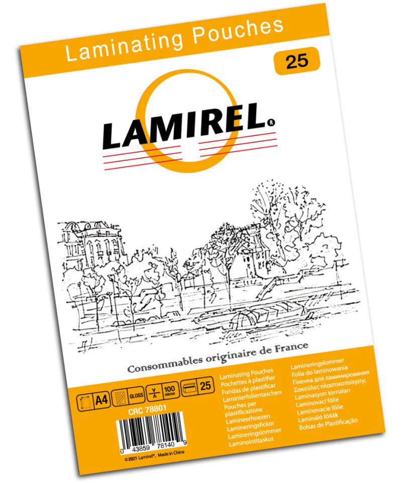 Пленка для ламинирования Lamirel 100мкм, A4, 25 шт., глянцевая (LA-78801)