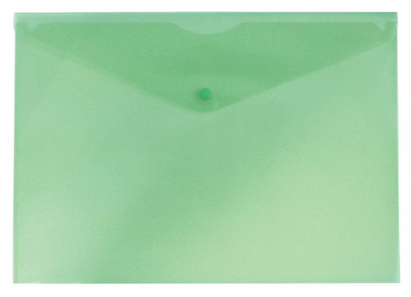 Конверт на кнопке Бюрократ Economy, A4, пластик 0.10мм, зеленый (-PK100GRN)