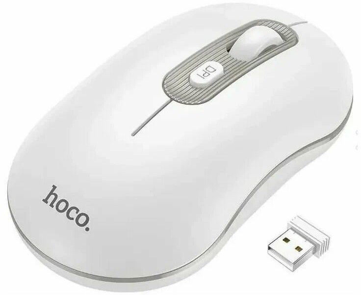 

Мышь беспроводная HOCO GM21 Platinum, 1600dpi, оптическая светодиодная, USB/Радиоканал, белый/серый (GM21 Platinum), GM21 Platinum