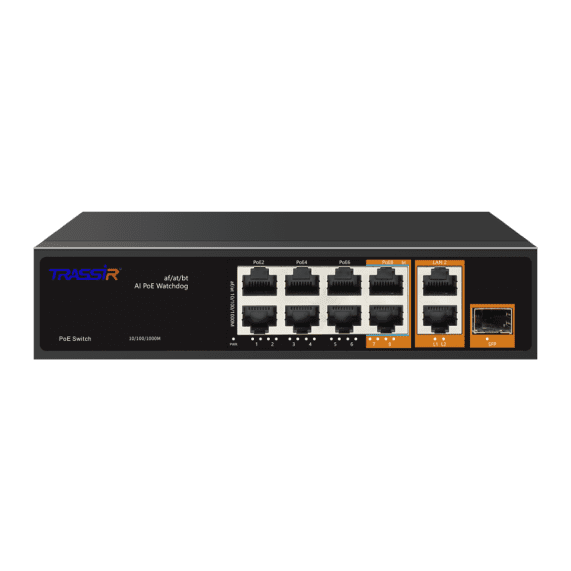 Коммутатор Trassir TR-NS13111S-120-8PoE, 8x100 Мбит/с, SFP 1x1, SFP/uplink: RJ-45x2