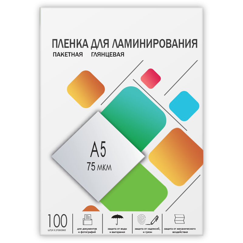 

Пленка для ламинирования Гелеос 75мкм, A5, 100 шт., глянцевая (LPA5-75)