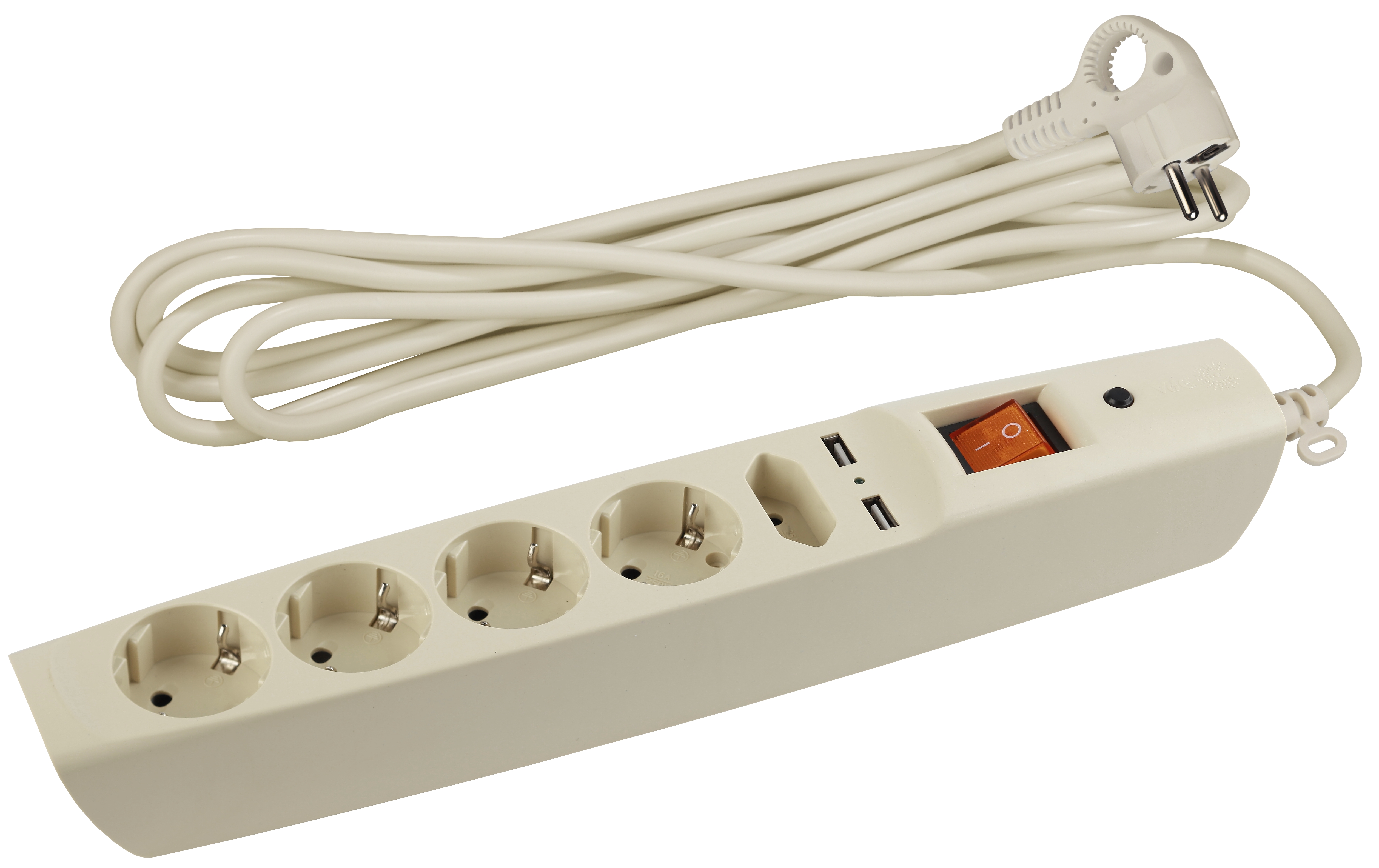 

Сетевой фильтр ЭРА, 5-розеток, 2xUSB, 2 м, бежевый (SFU-5es-2m-I)