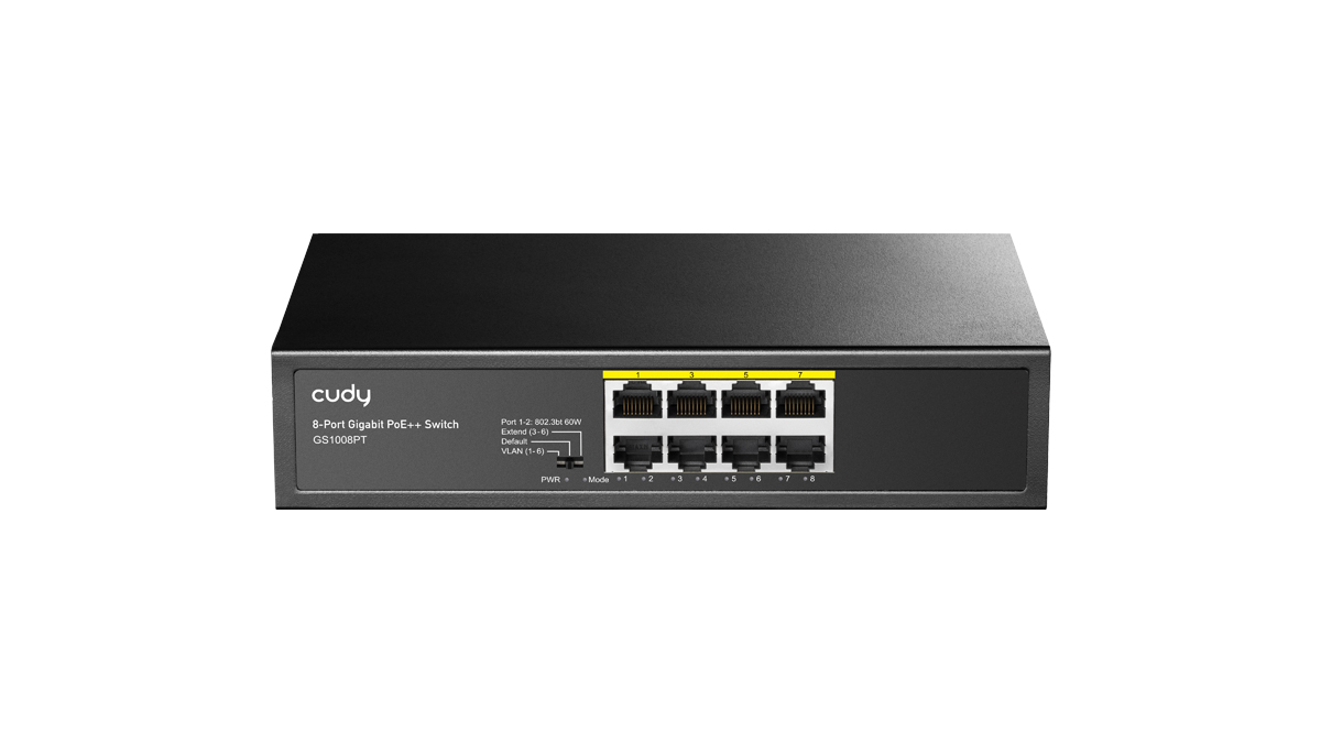 

Коммутатор Cudy GS1008PT, кол-во портов: 8x1 Гбит/с, PoE: 8x30 Вт (макс. 120 Вт), GS1008PT