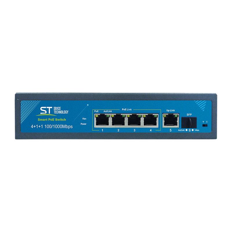 

Коммутатор Space Technology ST-S42POE, кол-во портов: 4x1 Гбит/с, SFP 1x1 (макс. 78 Вт) (ST-S42POE), ST-S42POE