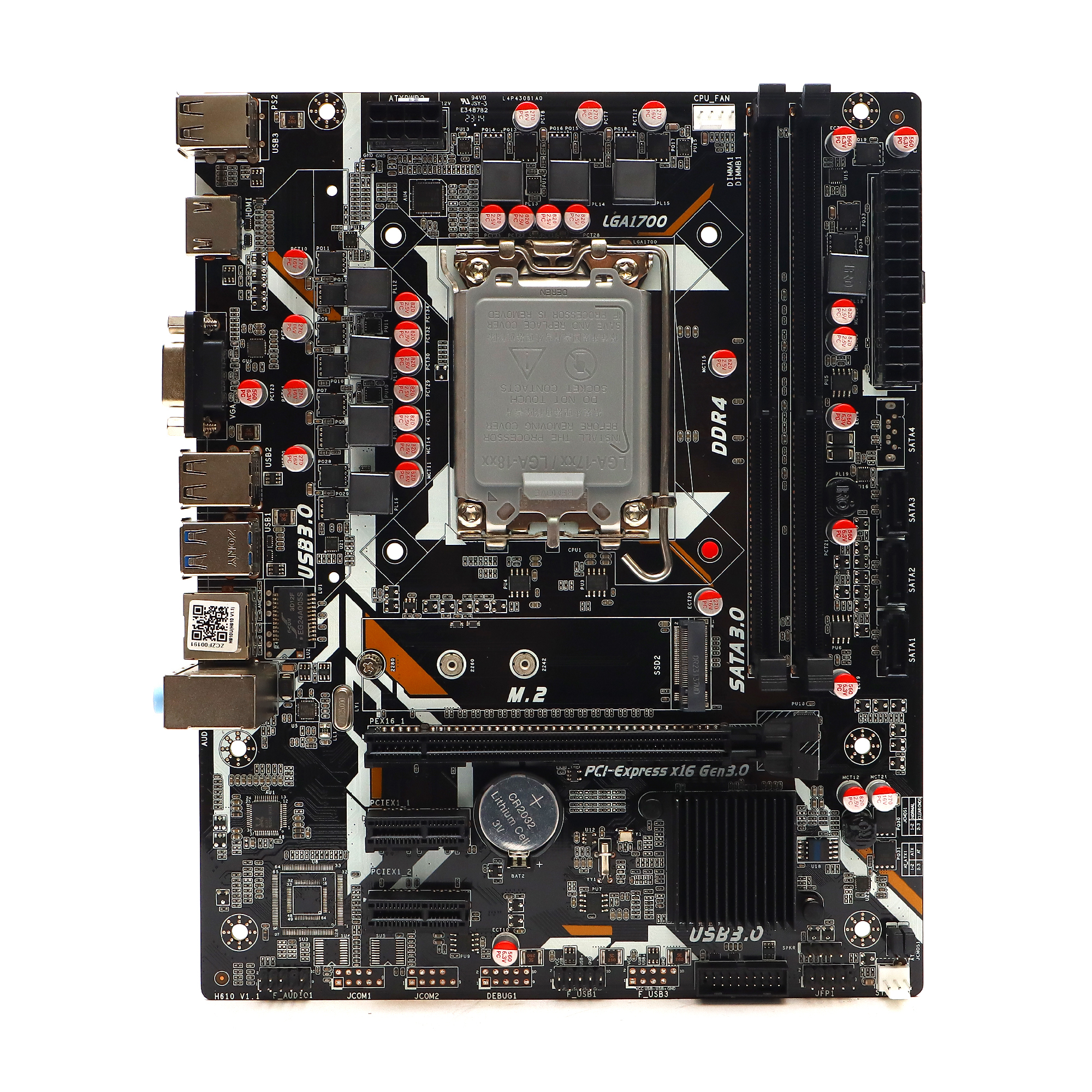 

Материнская плата ZCZF H610, Socket1700, Intel H610, 2xDDR4, PCI-Ex16, 3SATA3, 5.1-ch, GLAN, 4 USB 3.2, VGA, HDMI, mATX, Retail, H610