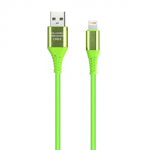 

Кабель USB- Lightning(8-pin), Smartbuy, 1m, зеленый, оплетка Gear (iK-512ERG)