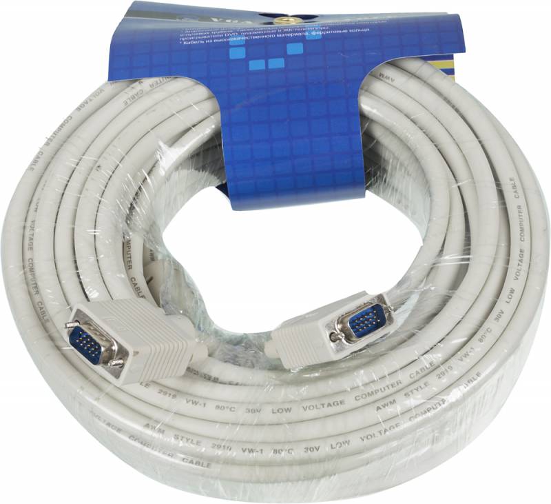 

Кабель VGA(15M)-VGA(15M), 20 м, серый Ningbo