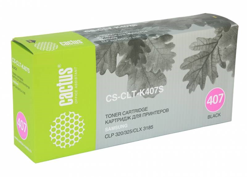 

Картридж лазерный Cactus CS-CLT-K407S (CLT-K407S), черный, 1500 страниц, совместимый для Samsung CLP-320/325 series, CLX-3185 series