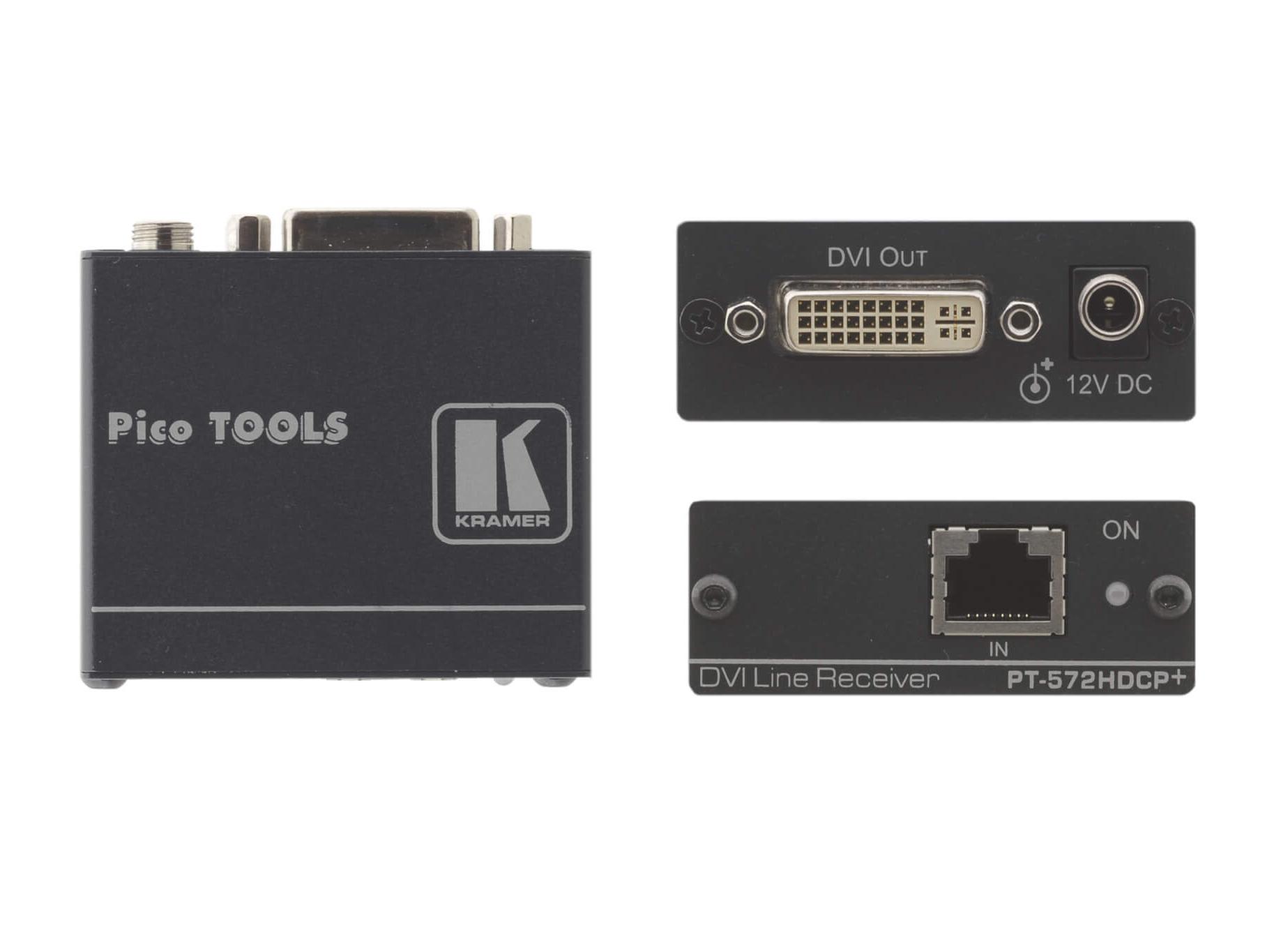 Приемник сигнала Kramer PT-572HDCP+, DVI из кабеля витой пары (TP) с адаптером питания (90-70985090)