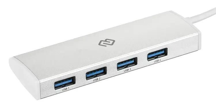 Концентратор Digma HUB-4U3.0-UC-S, 4xUSB 3.0, серебристый