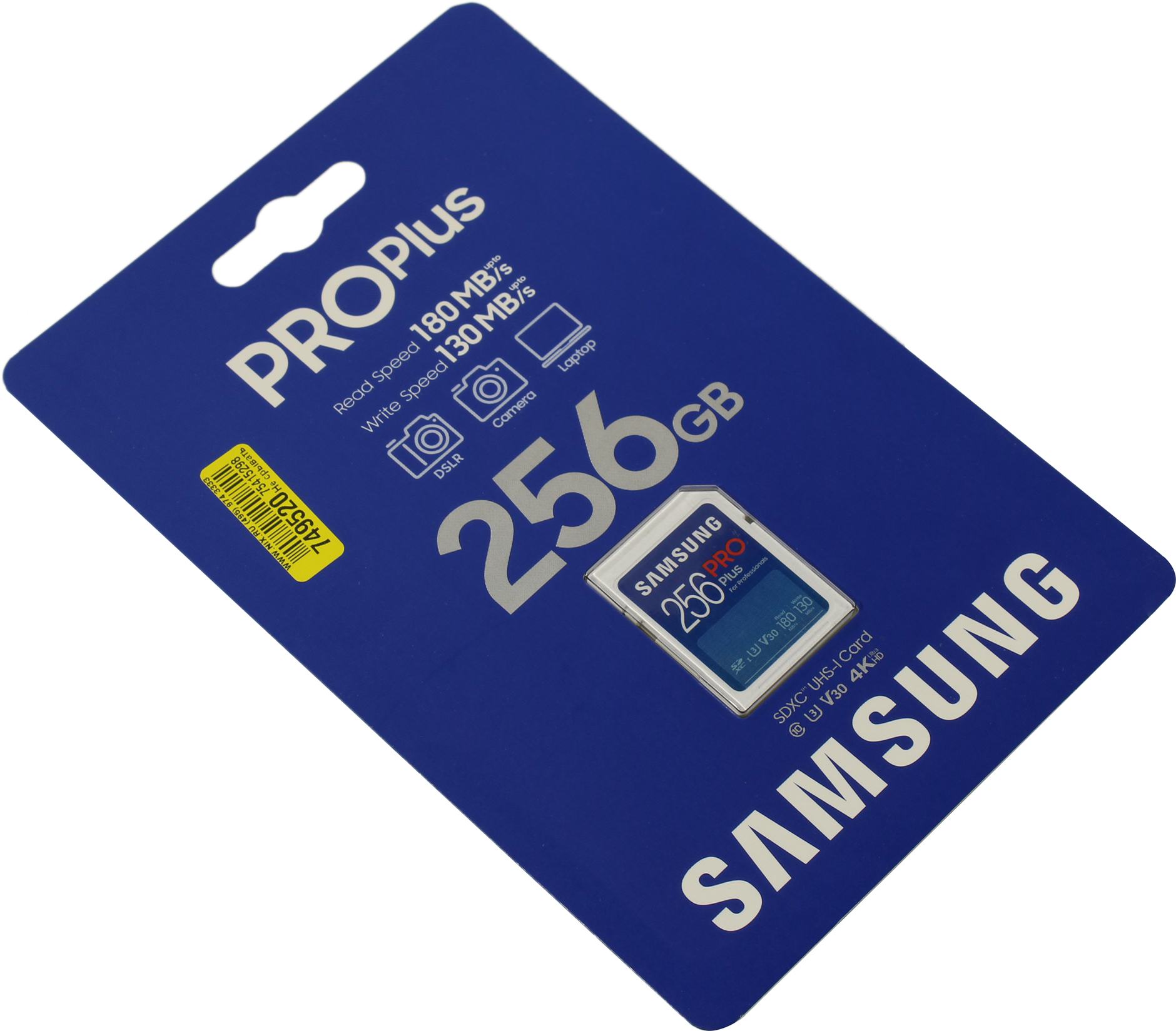 Карта памяти 256Gb microSDXC Samsung PRO PLUS Class 10 UHS-I U3 V30 A2 (MB-SD256S/EU)