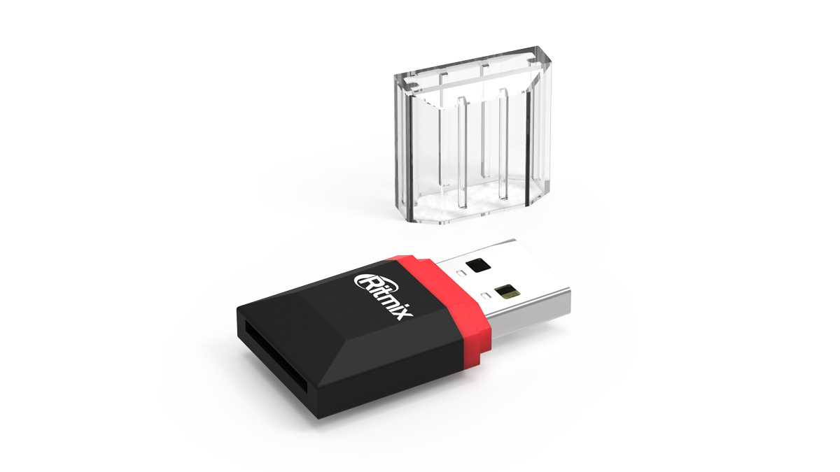 

Картридер внешний RITMIX CR-2010, microSD, USB 2.0, черный, CR-2010