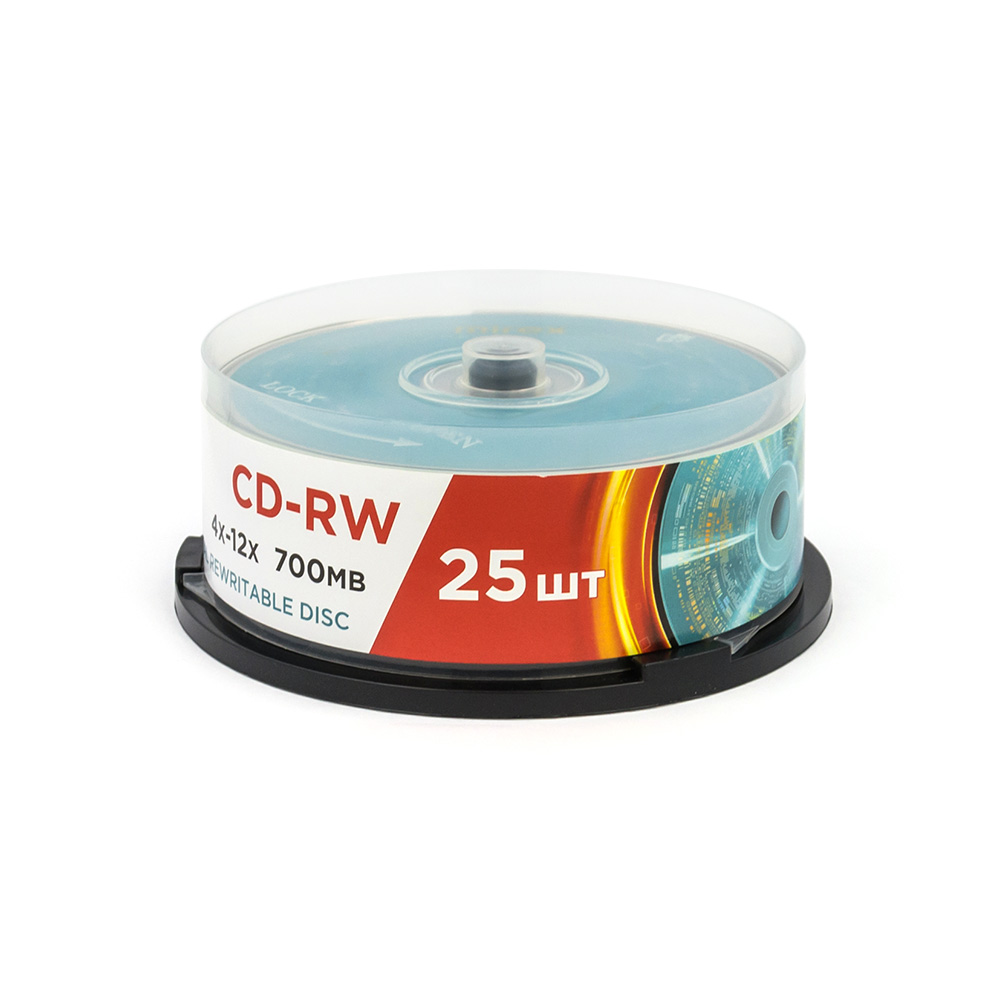 Диск CD-RW 700Mb 12x Mirex, Cake Box (25шт)