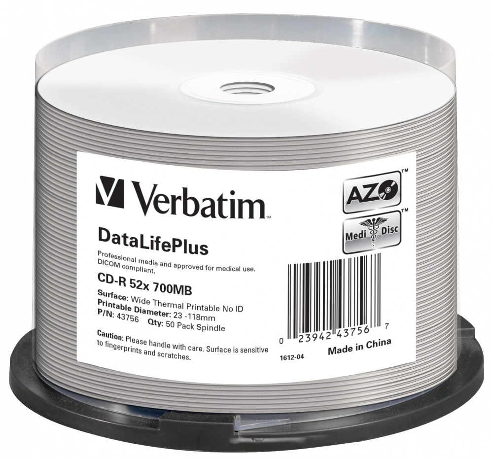 Диск Verbatim CD-R, 700Mb, 52x, 50 шт, Printable, DataLife+