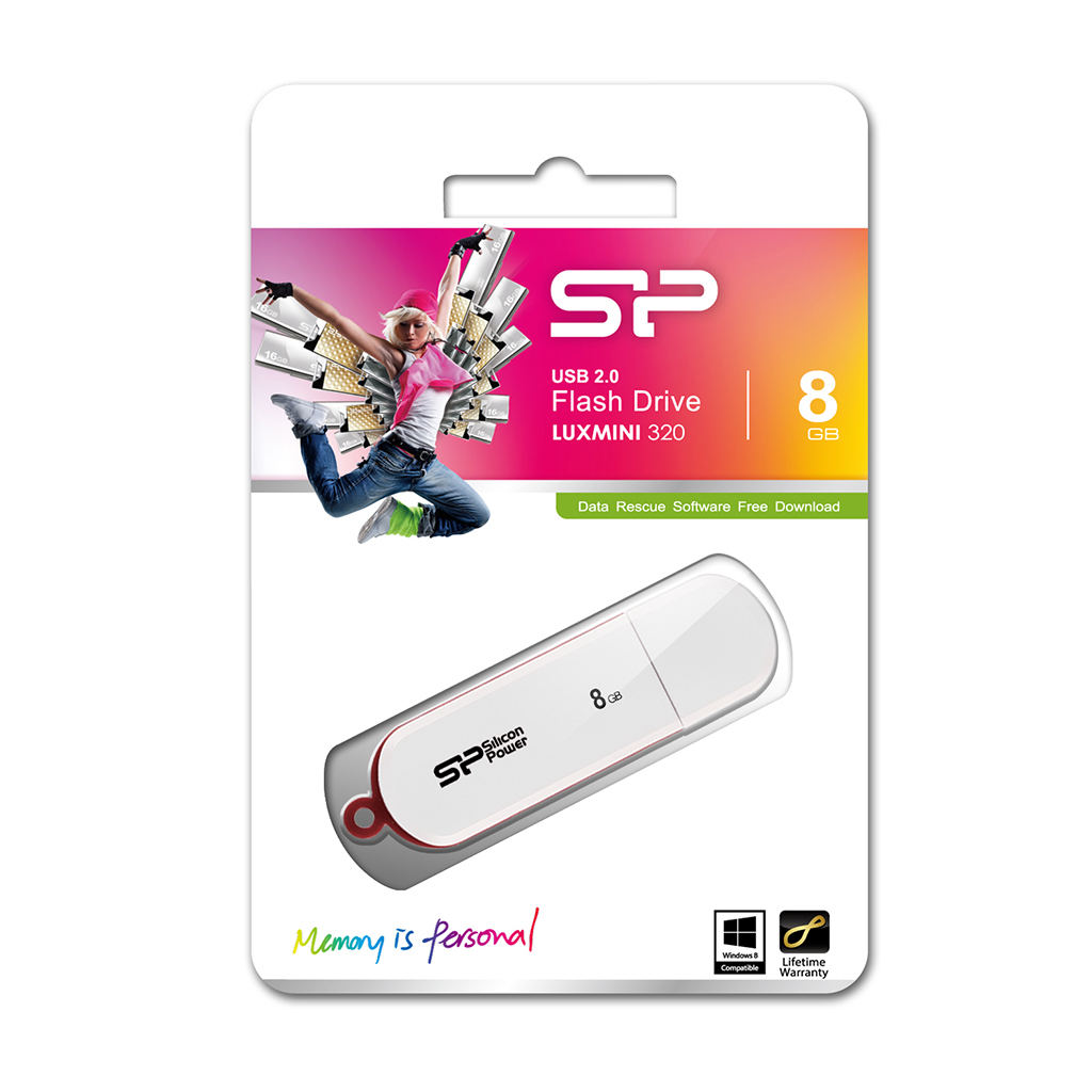 Флешка 8Gb USB 2.0 Silicon Power Luxmini Luxmini 320, белый (SP008GBUF2320V1W)