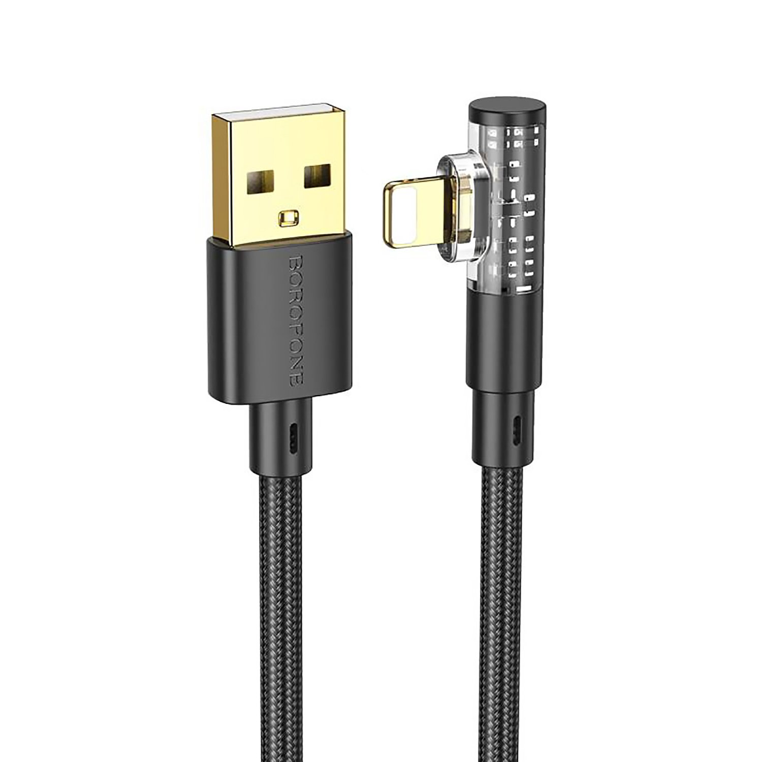 

Кабель USB-Lightning 8-pin, прямой/угловой, 2.4А, 1 м, черный, Borofone BU39
