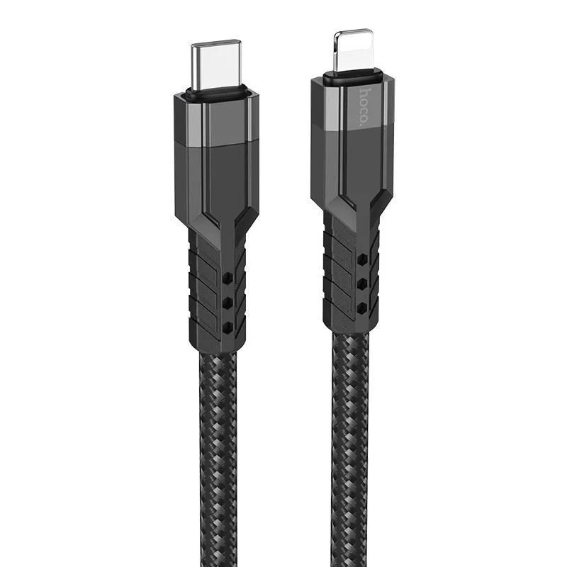 

Кабель USB Type-C-Lightning 8-pin, быстрая зарядка, 3А, 20 Вт, 1.2 м, черный, HOCO U110 (6931474770547), U110