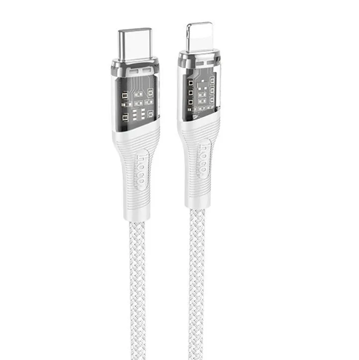 

Кабель USB Type-C-Lightning 8-pin, быстрая зарядка, 3А, 1.2 м, серый, HOCO U111, U111