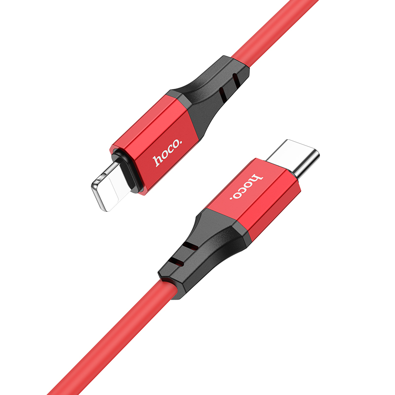 

Кабель USB Type-C-Lightning 8-pin, экранированный, быстрая зарядка, 2.4А, 1 м, красный, HOCO Spear X86, X86