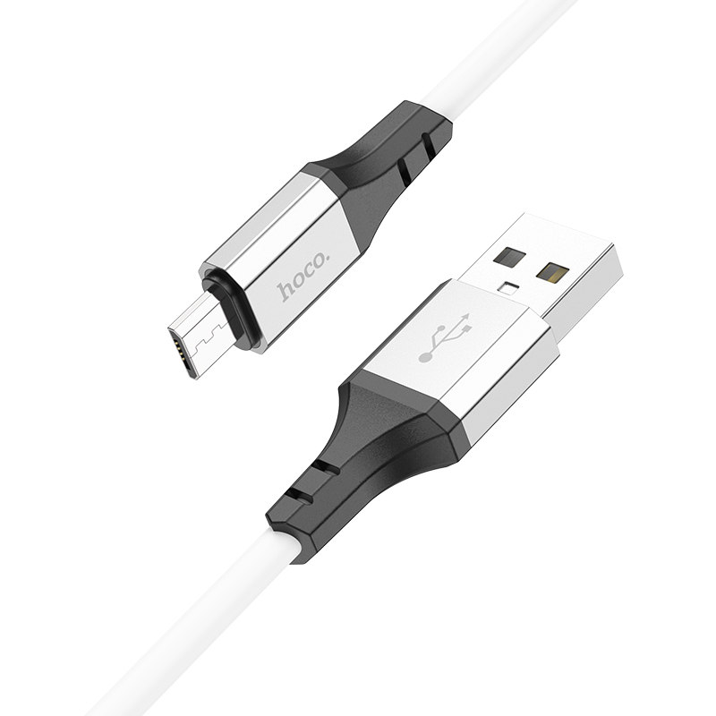 

Кабель USB-Micro USB, экранированный, 2.4А, 1 м, белый, HOCO Spear X86, X86