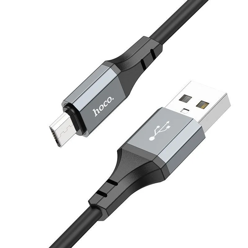 

Кабель USB-Micro USB, экранированный, 2.4А, 1 м, черный, HOCO Spear X86, X86