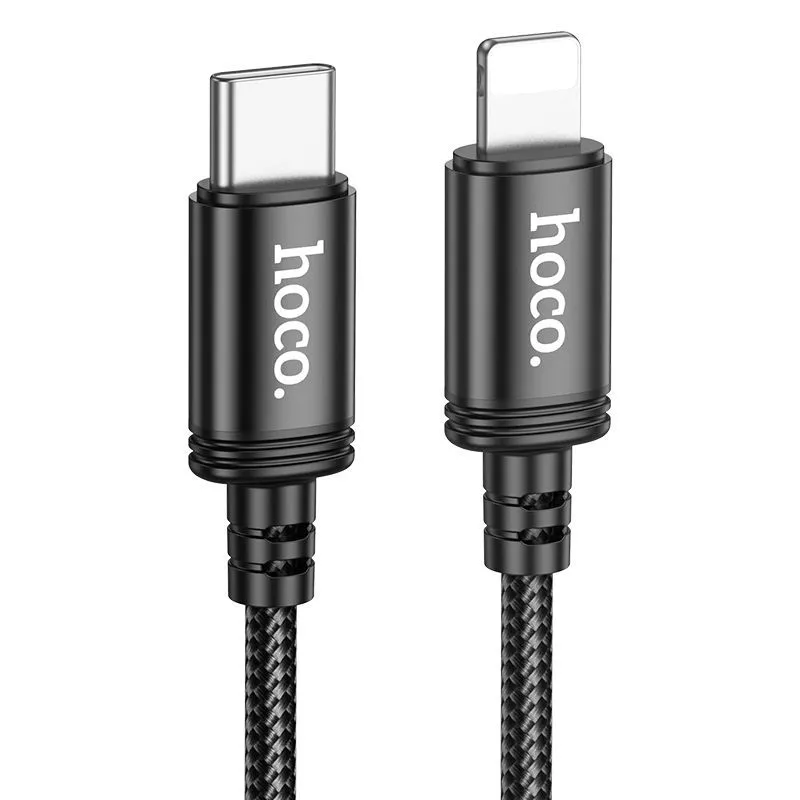 

Кабель USB Type-C-Lightning 8-pin, экранированный, быстрая зарядка, 3А, 3 м, черный, HOCO Radiance X91, X91
