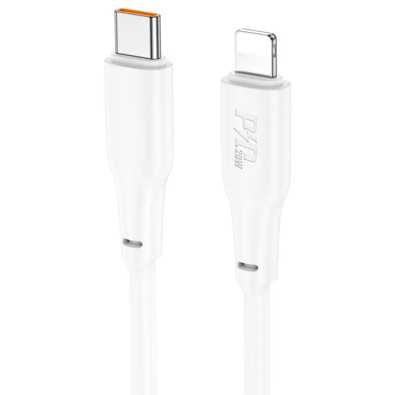 

Кабель USB Type-C-Lightning 8-pin, экранированный, быстрая зарядка, 3А, 20 Вт, 2 м, белый, HOCO Force X93 (6931474790668), X93