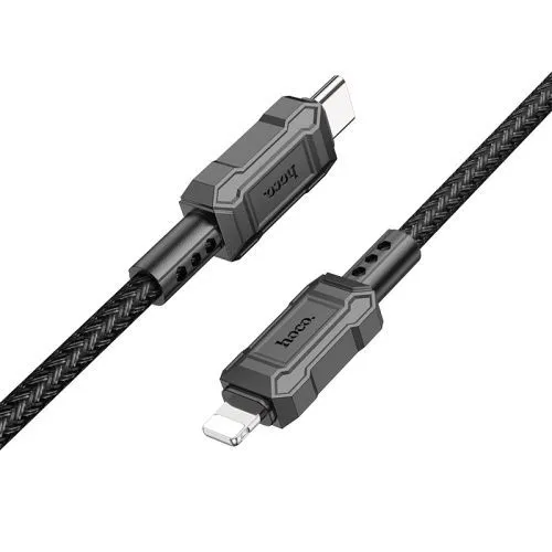 

Кабель USB Type-C-Lightning 8-pin, экранированный, быстрая зарядка, 3А, 20 Вт, 1 м, черный, HOCO Leader X94 (6931474794208), X94