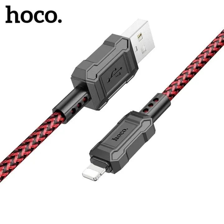 

Кабель USB-Lightning 8-pin, экранированный, 2.4А, 1 м, красный, HOCO Leader X94, X94