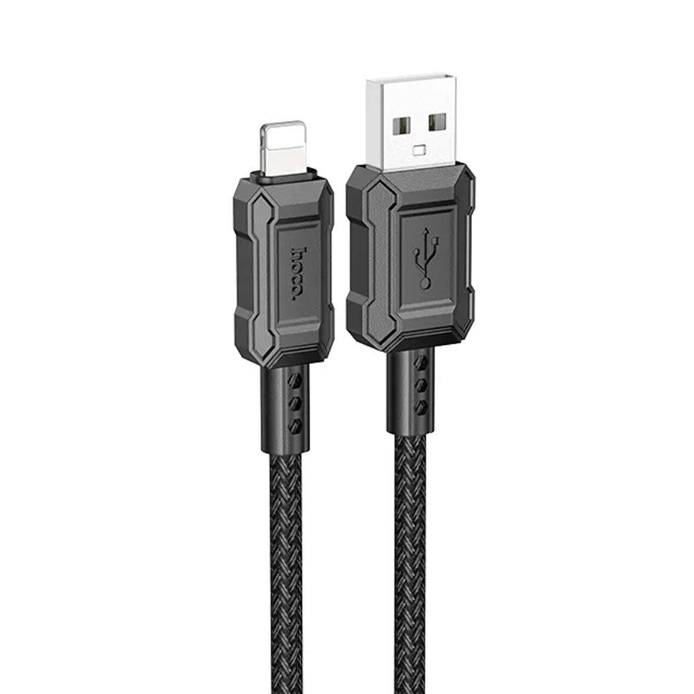 

Кабель USB-Lightning 8-pin, экранированный, 2.4А, 1 м, черный, HOCO Leader X94, X94