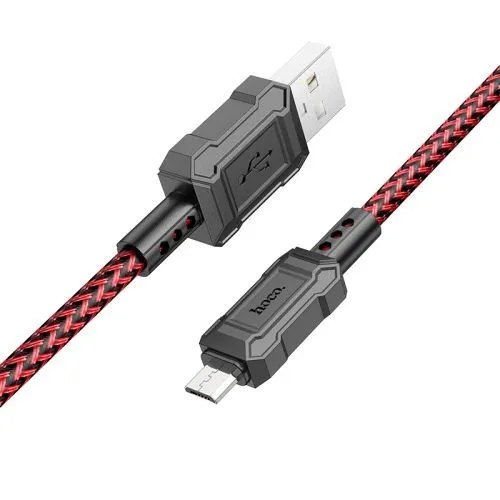 

Кабель USB-Micro USB, экранированный, 2.4А, 1 м, красный, HOCO Leader X94, X94