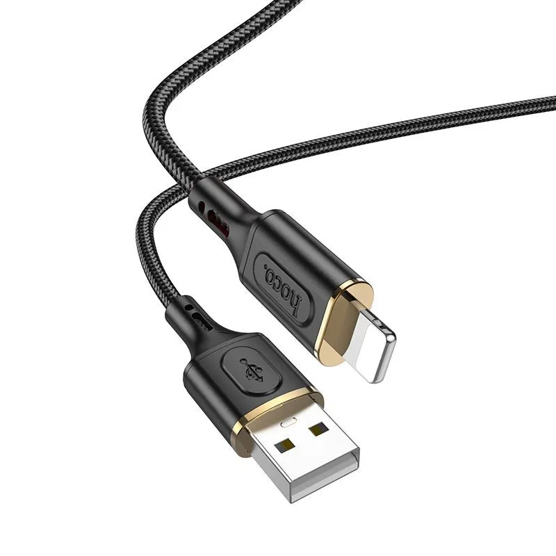 

Кабель USB-Lightning 8-pin, 2.4А, 1 м, черный, HOCO Goldentop X95, X95