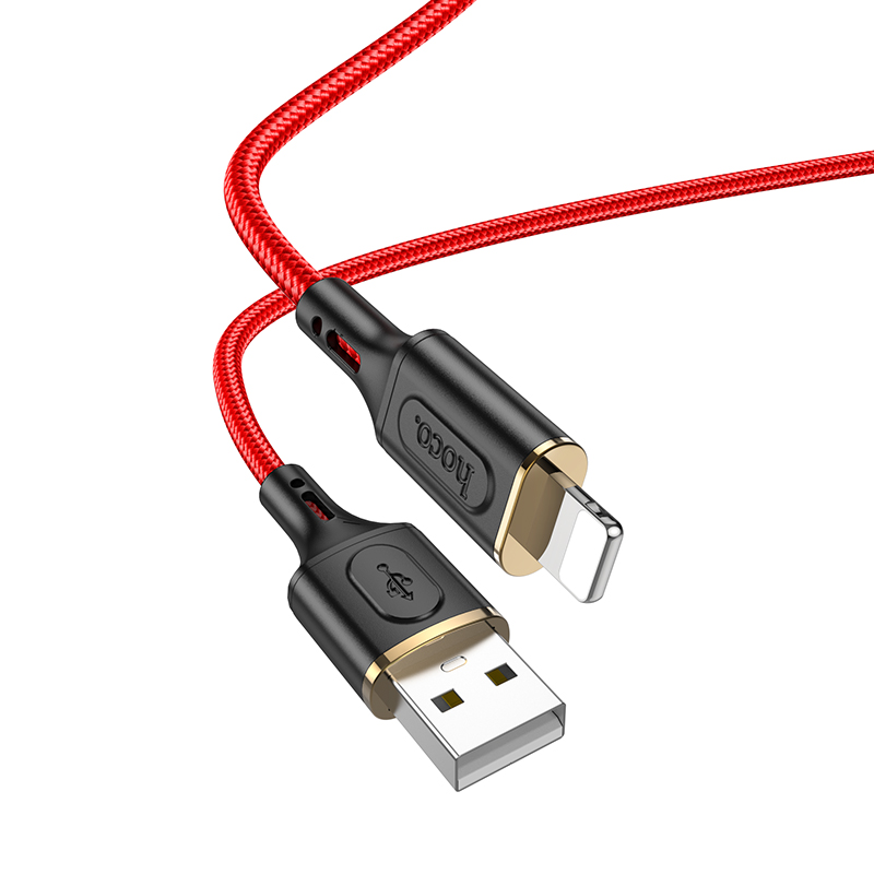 

Кабель USB-Lightning 8-pin, 2.4А, 1 м, красный, HOCO Goldentop X95, X95