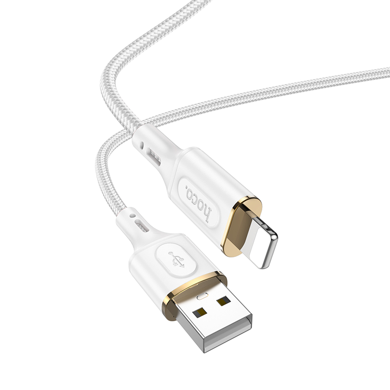 

Кабель USB-Lightning 8-pin, 2.4А, 1 м, белый, HOCO Goldentop X95, X95
