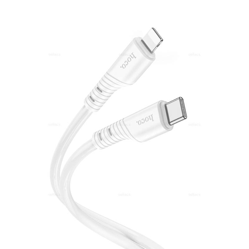 

Кабель USB Type-C-Lightning 8-pin, быстрая зарядка, 3А, 1 м, белый, HOCO Crystal X97, X97
