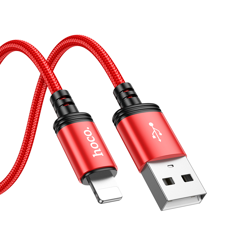 

Кабель USB-Lightning 8-pin, 2.4А, 1 м, красный, HOCO Wind X89 (6931474784339), X89