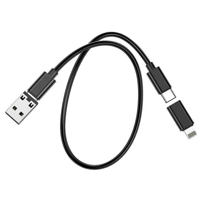 

Кабель USB-Lightning+MicroUSB+Type-C, 3А, 1 м, черный, HOCO U114, U114
