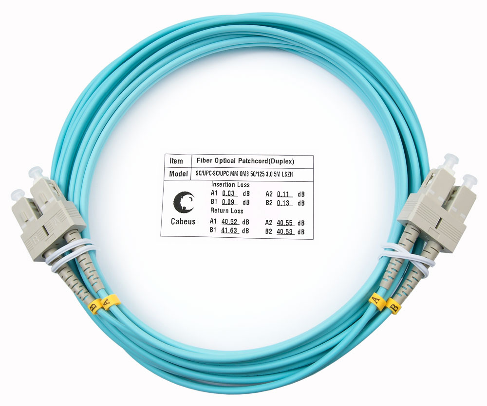 

Патч-корд оптический Cabeus, SC/UPC-SC/UPC, многомодовый, 50/125, OM3, двойной, 5 м, LSZH, бирюзовый (FOP-50-SC-SC-5m)