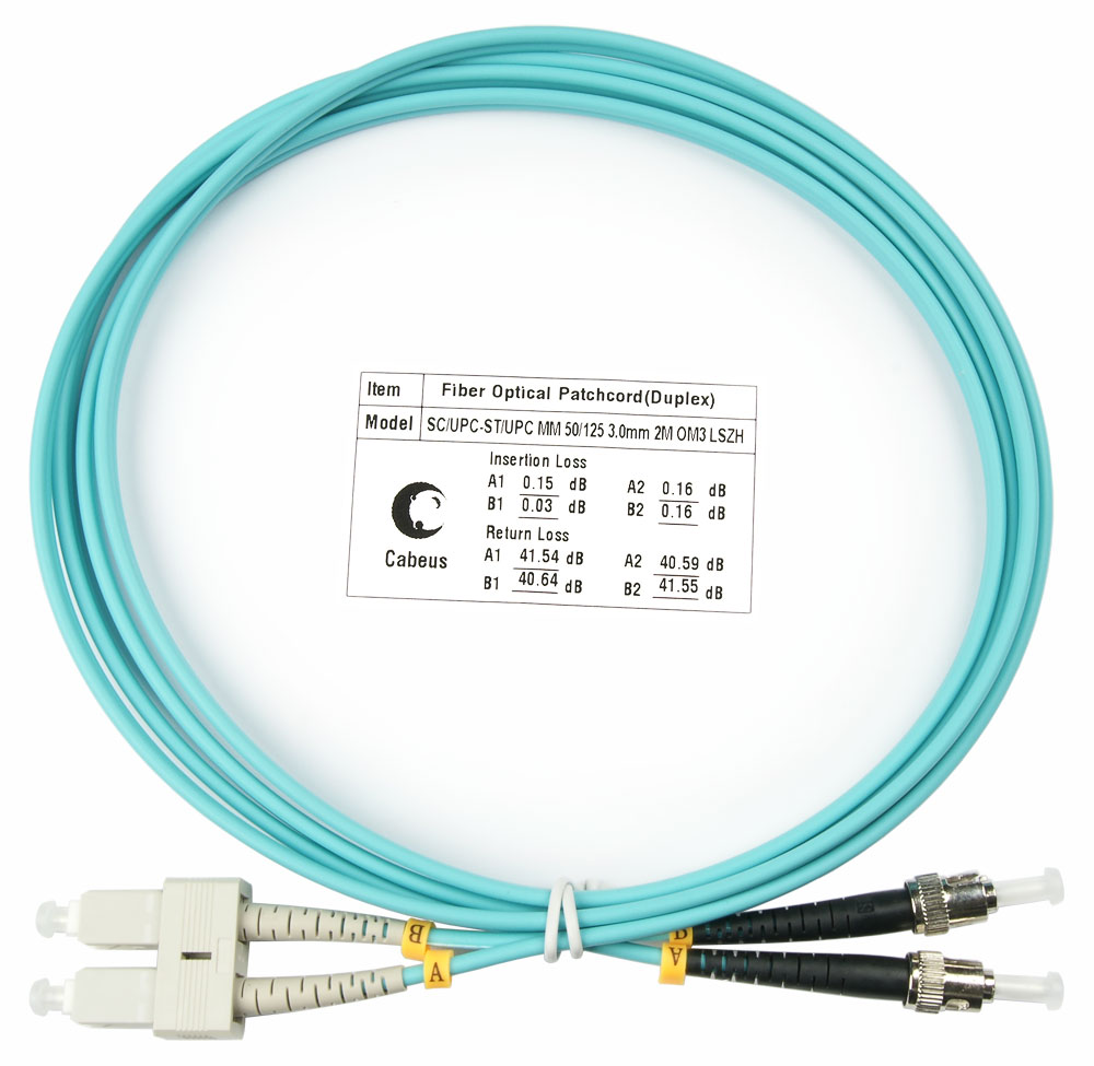 

Патч-корд оптический Cabeus, SC/UPC-ST/UPC, многомодовый, 50/125, OM3, двойной, 1.5 м, LSZH, бирюзовый (FOP-50-SC-ST-1,5m)