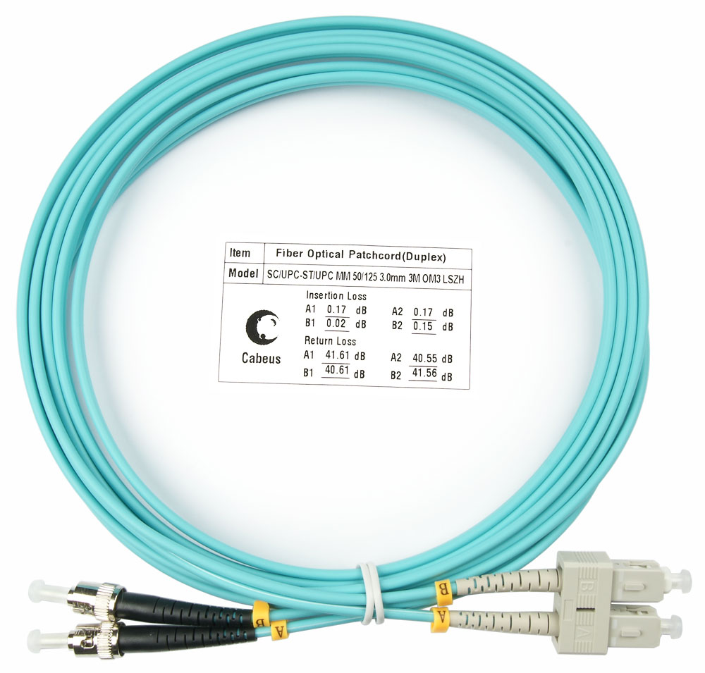 

Патч-корд оптический Cabeus, SC/UPC-ST/UPC, многомодовый, 50/125, OM3, двойной, 3 м, LSZH, бирюзовый (FOP-50-SC-ST-3m)