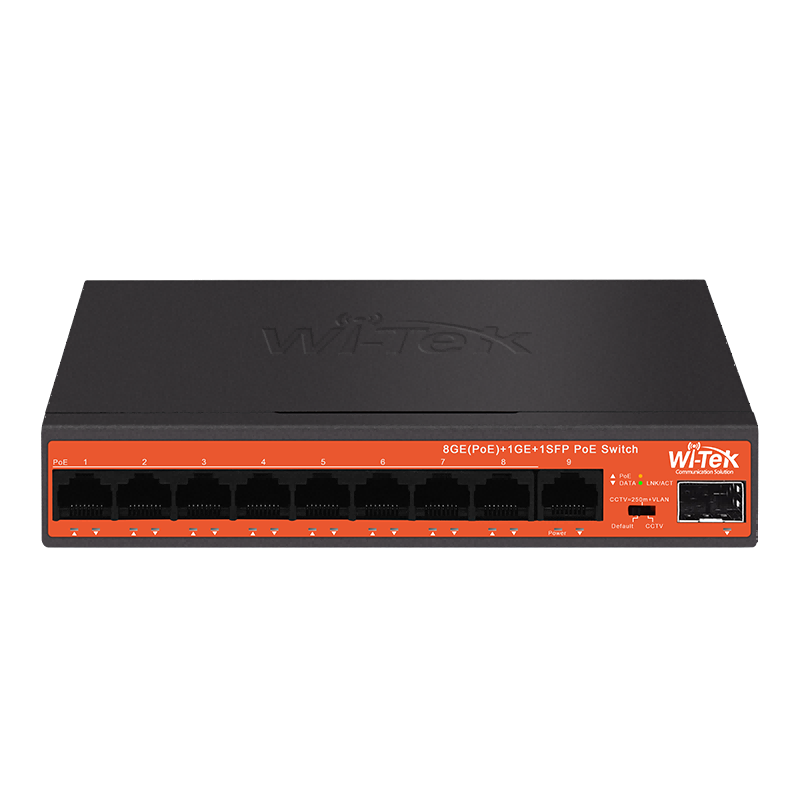 Коммутатор Wi-Tek WI-PS309GFH, кол-во портов: 8x1 Гбит/с, SFP 1x1, кол-во SFP/uplink: RJ-45 1x1 Гбит/с, PoE: 8x30 Вт (макс. 64 Вт) (WI-PS309GFH) - фото 1