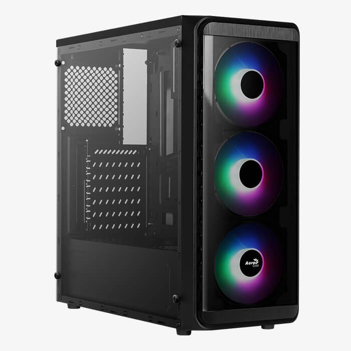 Корпус AeroCool SI-5200 Frost, ATX, Midi-Tower, USB 3.0, RGB подсветка, черный, без БП (4718009159303)