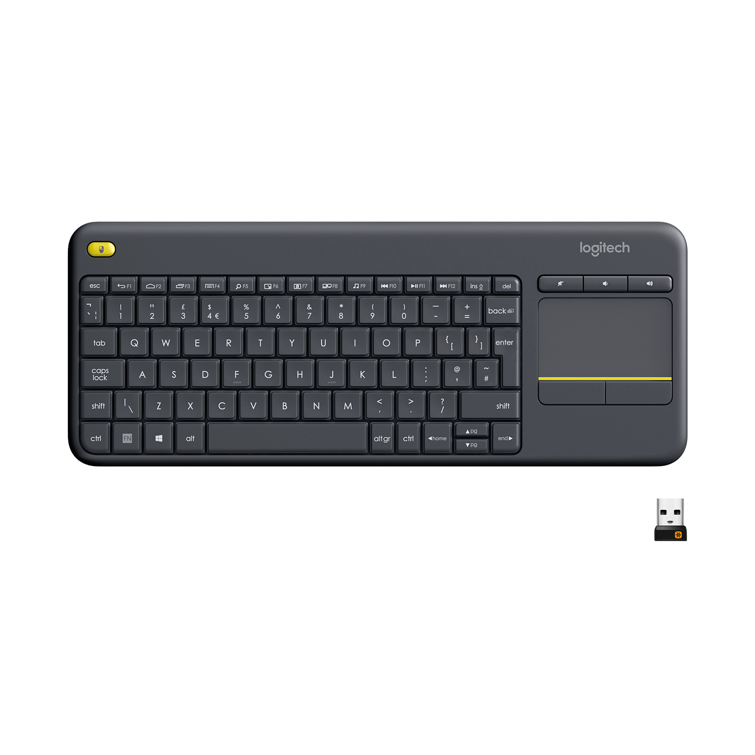 

Клавиатура беспроводная Logitech K400 Plus, мембранная, TouchPad, USB, черный (920-007145), K400 Plus