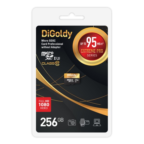 Карта памяти 256Gb microSDXC Digoldy Extreme Pro Class 10 UHS-I U3 (DG256GCSDXC10UHS-1-ElU3 w)