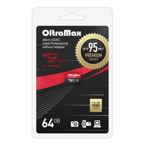 

Карта памяти 64Gb microSDXC OltraMax Premium Class 10 UHS-I U3 (OM064GCSDXC10UHS-1-PrU3 w)